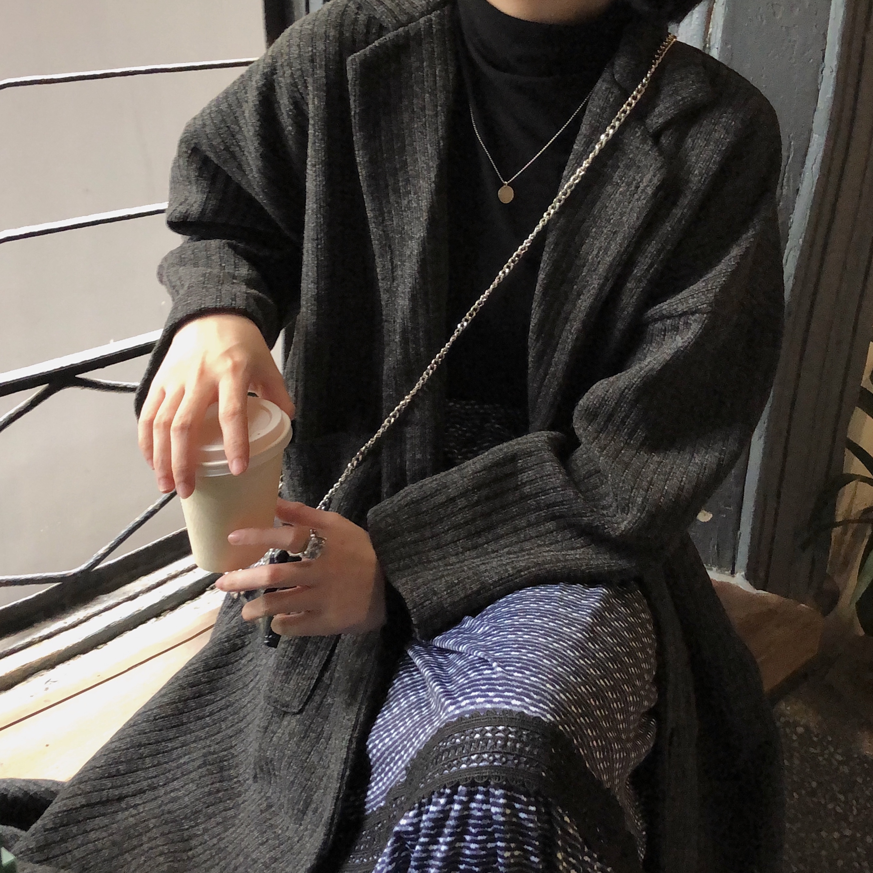 Real price winter long coat pit strip show thin long sleeve windbreaker coat woman