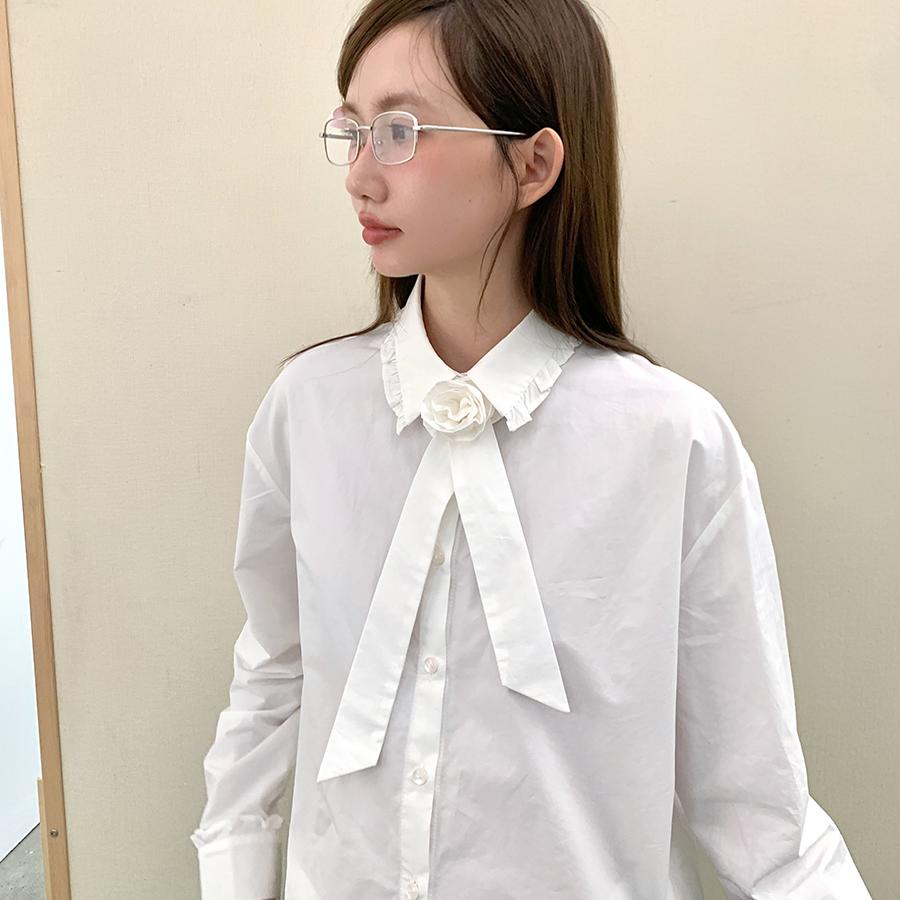 长袖衬衫玫瑰领结百搭宽松