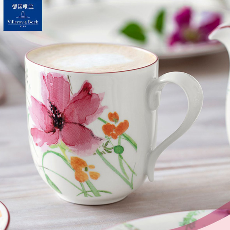 villeroyboch德国唯宝进口马克杯情侣水杯紫色迷情田园风泡茶杯子