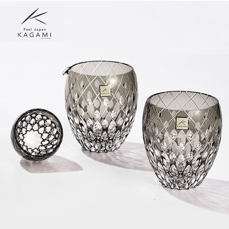 kagami日本进口江沪切手工威士忌杯精刻水晶杯日式分酒器冷清酒杯