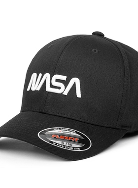 FLEXFIT NASA联名款棒球帽男女全封闭弹力黑色ins潮牌刺绣鸭舌帽