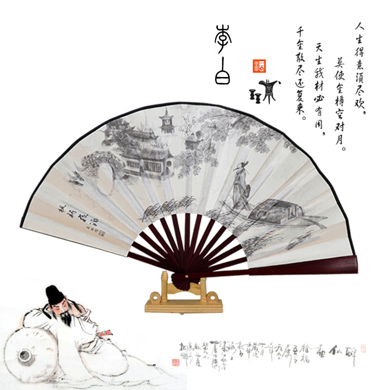 布折扇8寸古装扇儿童枫桥夜泊9寸10寸男女夏礼物汉服舞蹈古风布扇