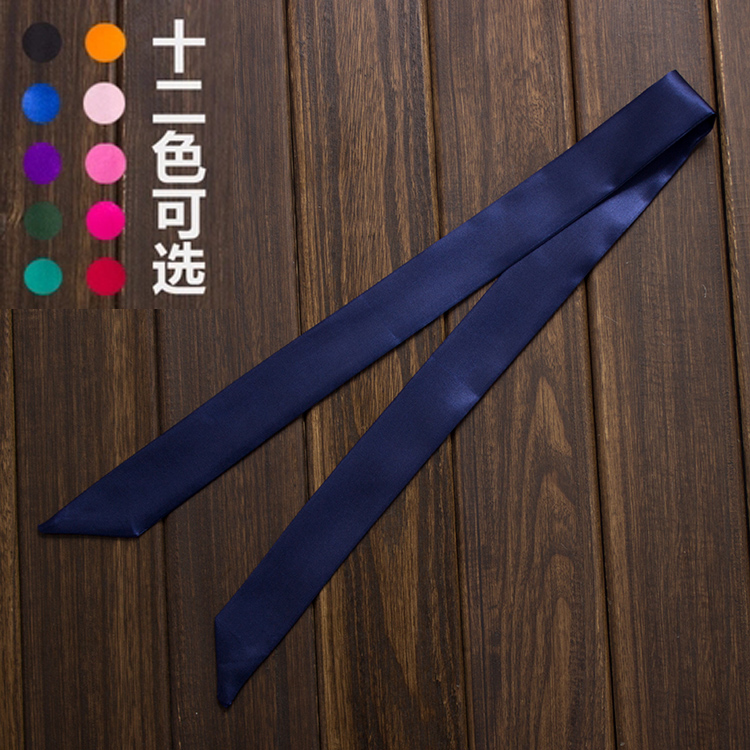 亮光纯色细窄长条缎面丝巾绑包包手柄小丝带装饰包带领巾女手腕巾