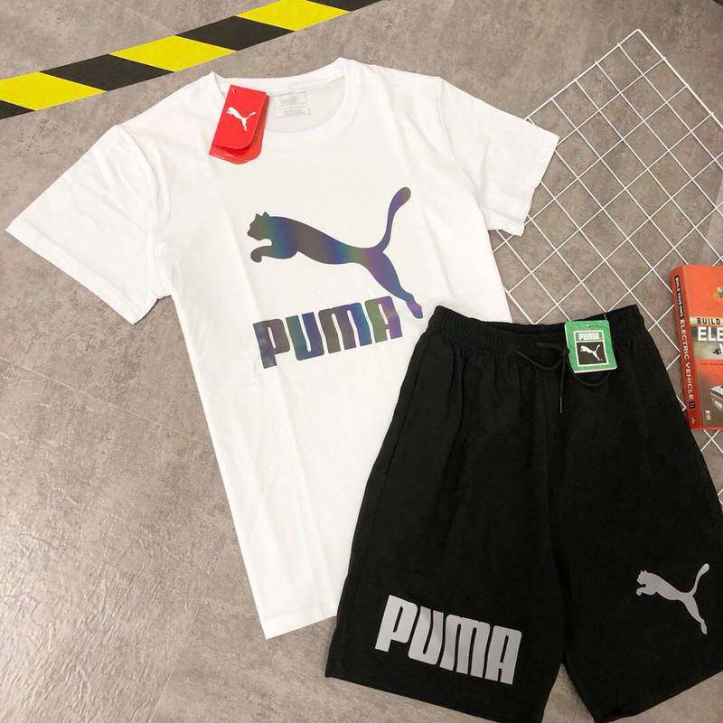 PUMA彪马男夏季反光短袖套装大标学生T恤短裤两件套女ins运动情侣在类目 男装, 休闲裤中 - 来自Buy2taobao.com提供专业的淘宝代购服务