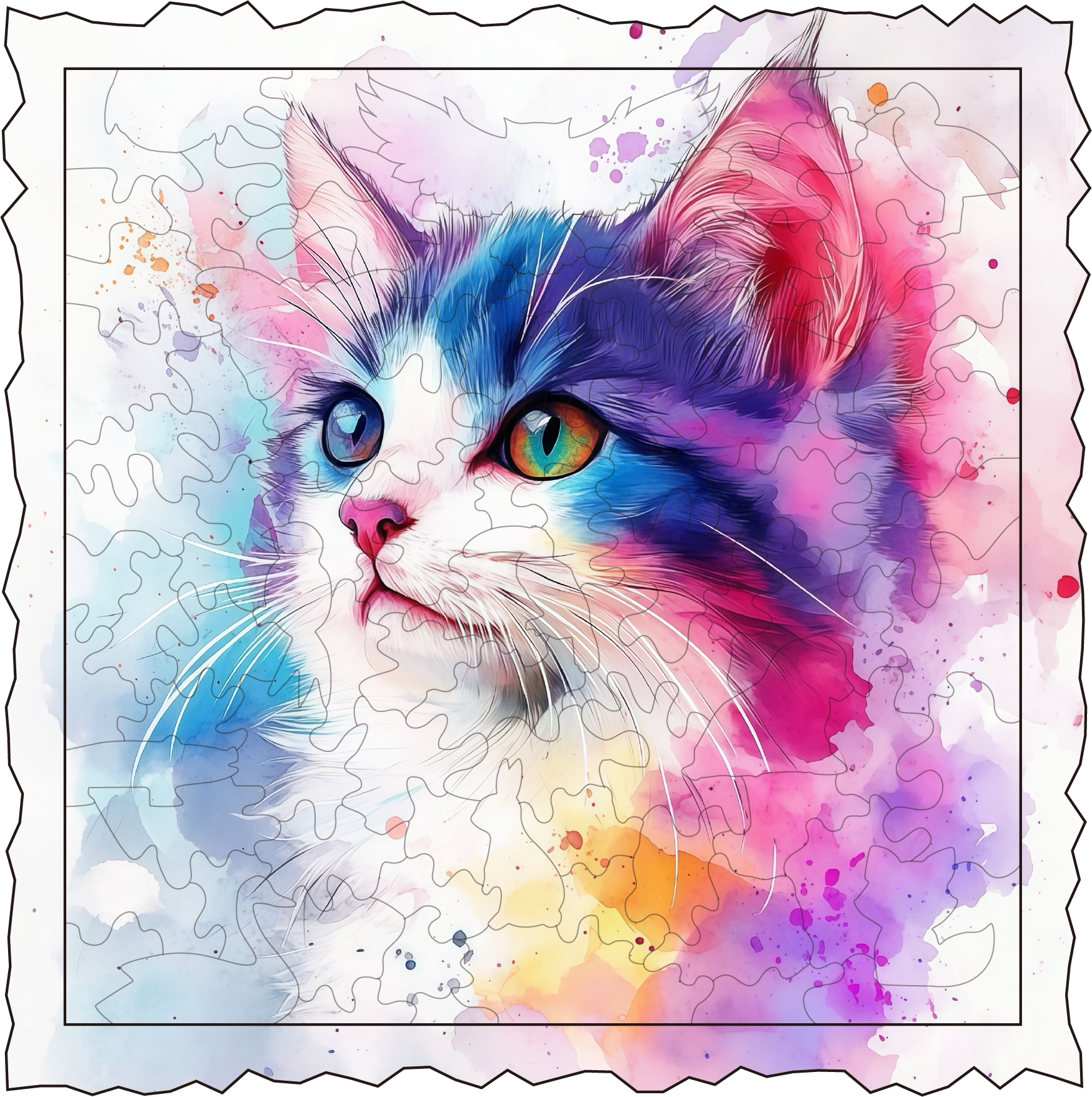 水彩猫puzzle木质异形高难度拼图片成人减压解闷礼物地狱益智玩具