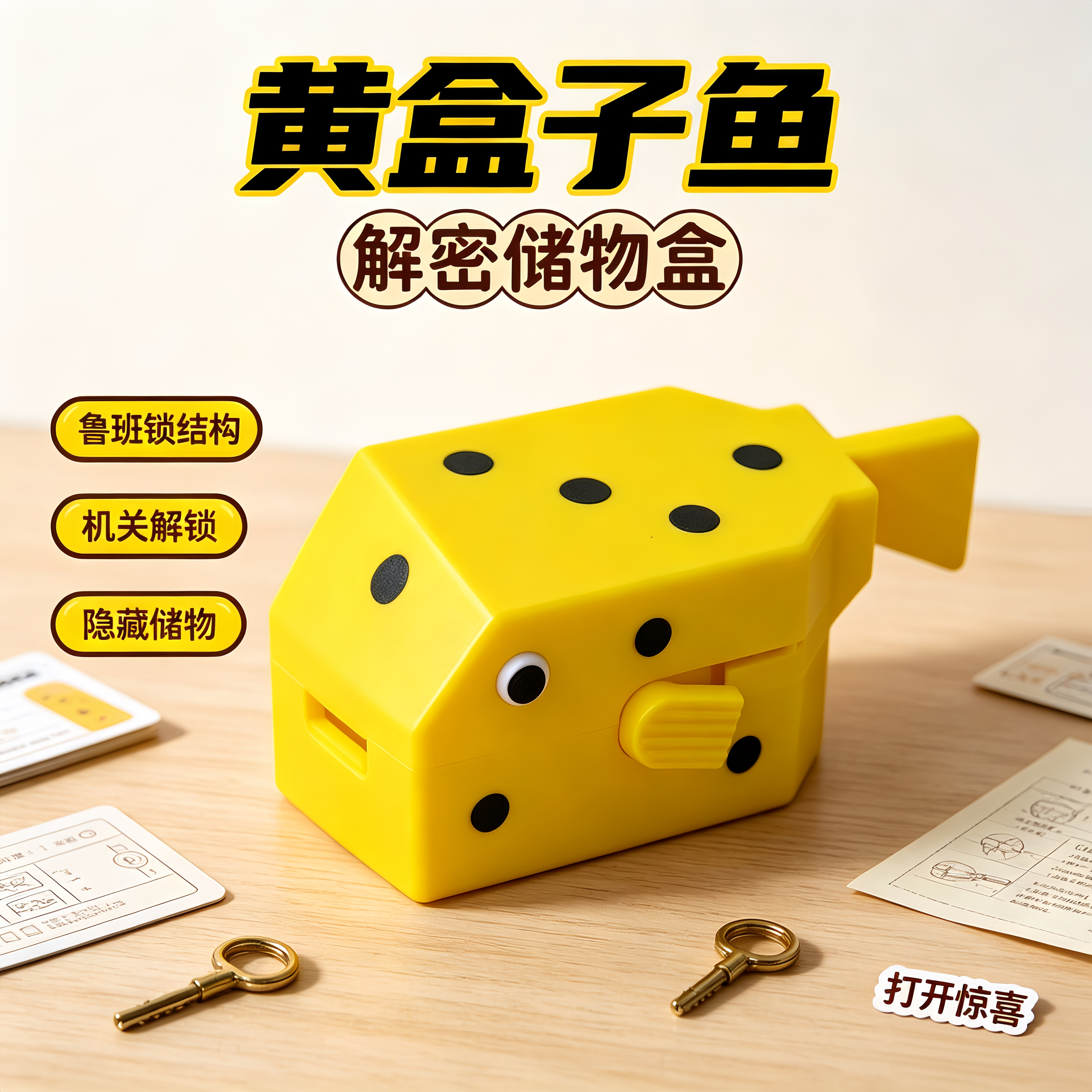 黄鱼盒子机关puzzle十级难度谜题可装礼物收纳玩具初级者益智趣味