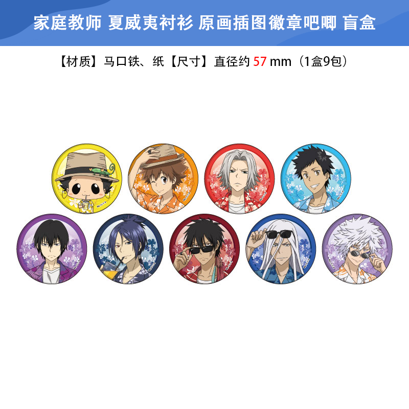 日本正版 家庭教师 夏威夷衬衫 原画插图徽章吧唧盲盒 周边谷子