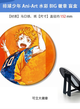 日本正版 排球少年 Ani-Art 水彩 跳击BIG可立大徽章 周边谷子