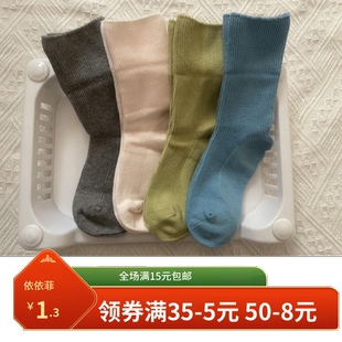 男童女童纯色堆堆棉袜特价 外贸儿童中筒纯棉针织薄款 袜子春秋季