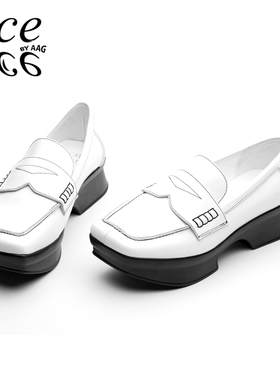 aceace原创设计「超时空猎人2」白色松糕鞋厚底 乐福鞋 单鞋皮鞋