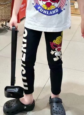 女童洋气百搭卡通打底裤2025春夏新款儿童纯棉长裤薄款春秋加厚款