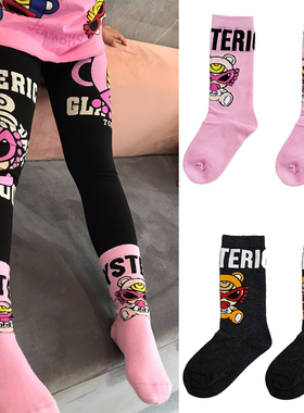 男女童百搭透气纯棉中筒袜2025春夏秋冬新款潮儿童精梳棉卡通袜子