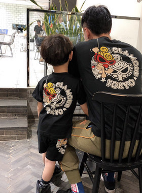 亲子装2025新款潮一家三口春款炸街母女装一家四口夏季短袖T恤夏