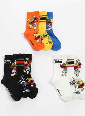 2025新款男女儿童袜子三双一包卡通精梳棉弹力春夏款袜子