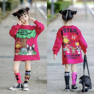 女童春秋卫衣2025新款儿童秋装洋气时髦加厚秋冬中长款冬装上衣潮