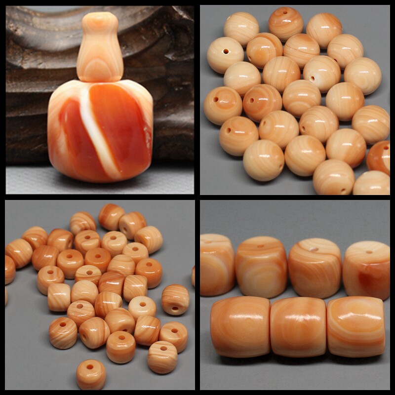 天然万宝螺鼓珠桶珠圆珠散珠隔珠顶珠单珠佛珠菩提文玩diy配饰