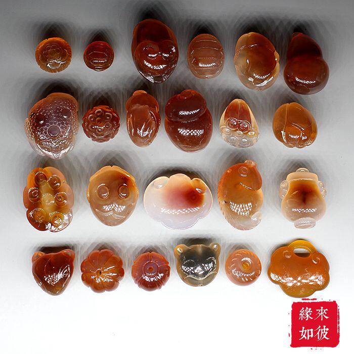 diy天然戈壁石玛瑙雕刻吊坠隔珠