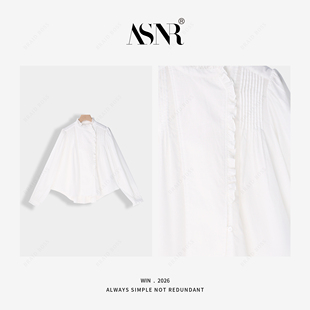 木耳边压褶白衬衫 26年早春新款 BRAID
