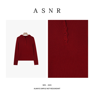 BRAID  I 100%羊毛 新年红钩花连帽针织衫