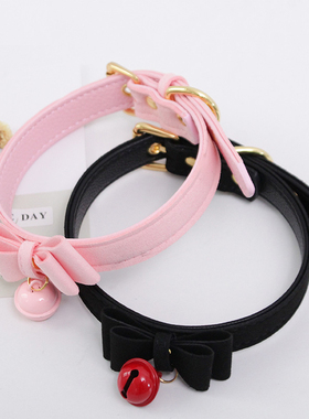 撩汉风皮革带铃铛项圈