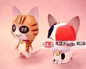 纸拼图超萌小猫cat两只3D立体卡通动漫纸模特惠手工益智