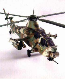 纸拼图 1比33南非石茶隼CSH-2武装直升机纸模型3D立体纸模手作DIY