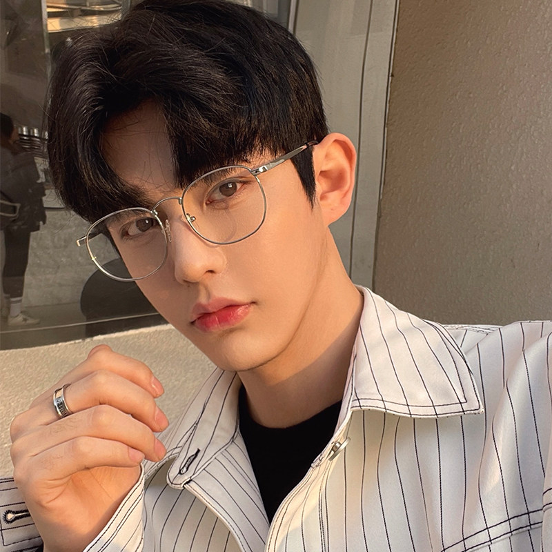 散光眼镜框男款潮眼睛近视可配度数金属框日系大脸镜框眼睛框镜架