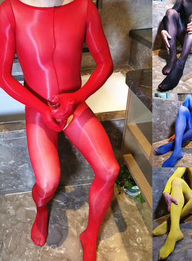 全包912针性感油亮修身连身袜美腿连体衣黑丝袜女顺滑大码男神裤