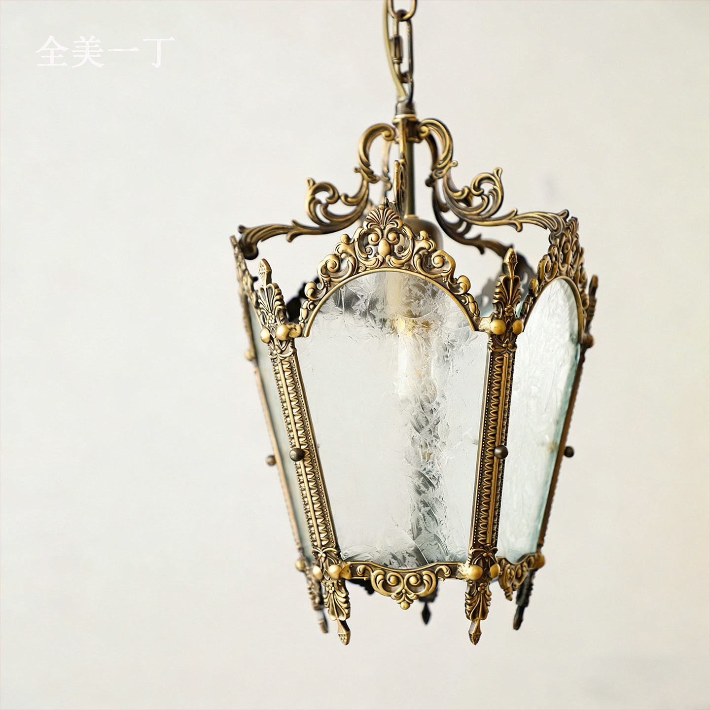 全美一丁法式田园卧室灯衣帽间吊灯欧式复古黄铜阳台餐厅过道灯具