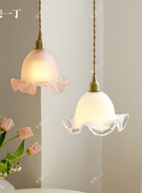 全美一丁 复古法式手工花朵玻璃吊灯中古餐厅吧台飘窗床头小吊灯