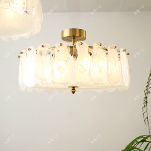 全美一丁现代简约轻奢云雾玻璃吸顶灯美式法式卧室书房客厅水晶灯