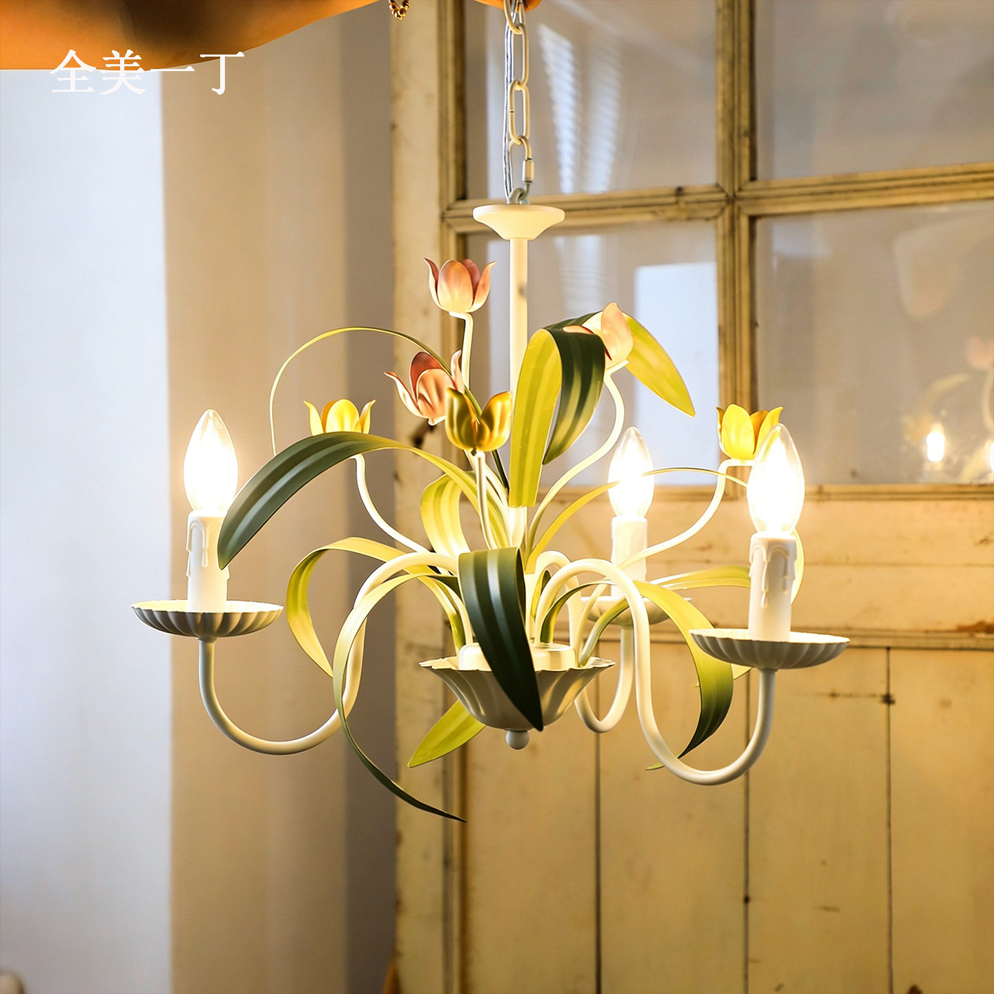 全美一丁法式复古吊灯郁金香卧室vintage美式田园客厅餐厅蜡烛灯