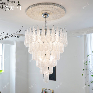 全美一丁 别墅复式楼梯轻奢水晶玻璃吊灯美式复古客厅餐厅卧室灯