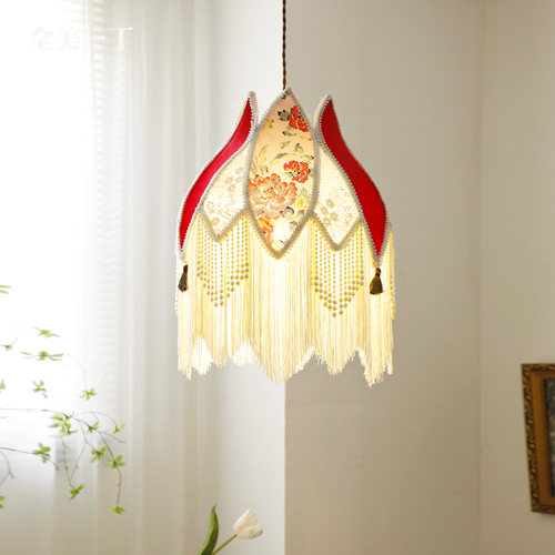 全美一丁复古卧室吊灯珍珠布艺