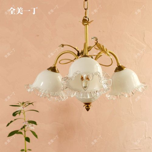 全美一丁黄铜客厅玻璃花苞吊灯