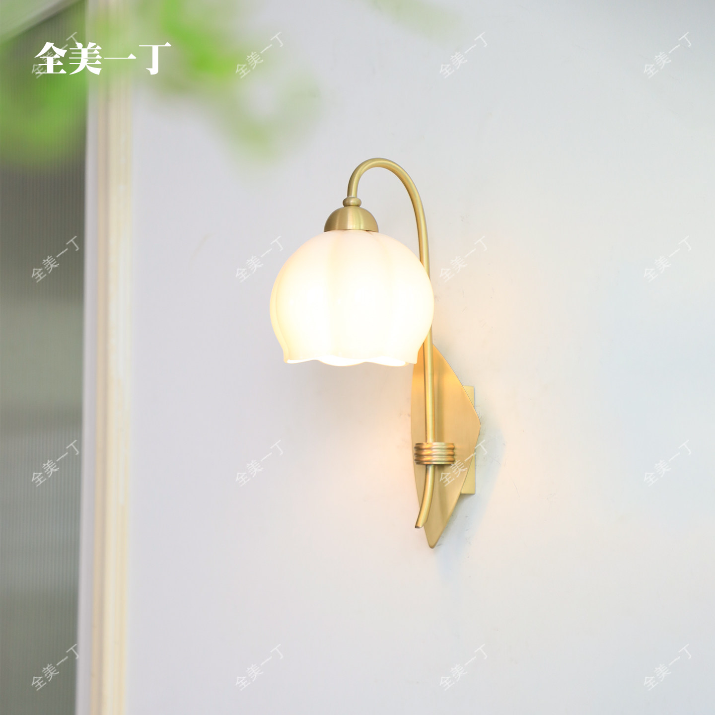 全美一丁法式卧室床头壁灯黄铜美式复古奶油风白铃兰客厅主卧吊灯