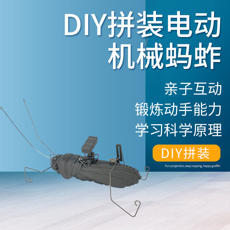 仿生动物小制作电动机械蚱蜢stem学生创意科技创客手工科普教玩具