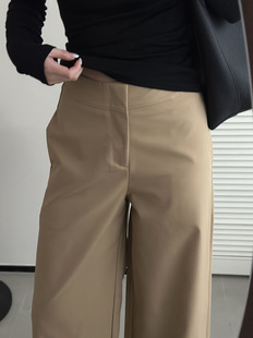 显瘦气质阔腿西装 女2026春干练利落老钱风卡其色长裤 直筒裤 0801 裤