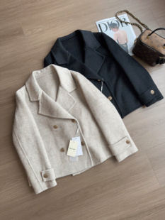 2026秋冬款100羊毛双面呢大衣女短款小个子宽松羊毛呢子外套5541