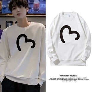 田栩宁池骋同款白色周边秋冬季卫衣男女潮牌圆领长袖情侣装上衣服