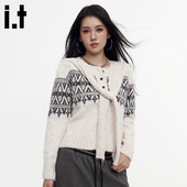 i.t 毛衣外套女 针织开衫 GROUNDZERO 费尔岛秋冬披肩系带软糯长袖