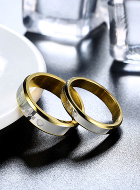 情侣戒指男女士婚戒18K金钛钢对戒永恒爱字母表白礼物结婚饰品