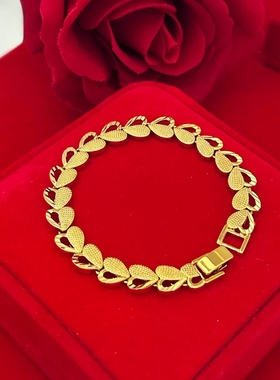 越南沙金爱心表带手链女款高级感小众设计手饰真空镀金高保色饰品