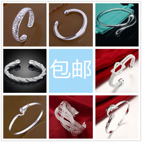 s925时尚风几何可调节网红银手镯