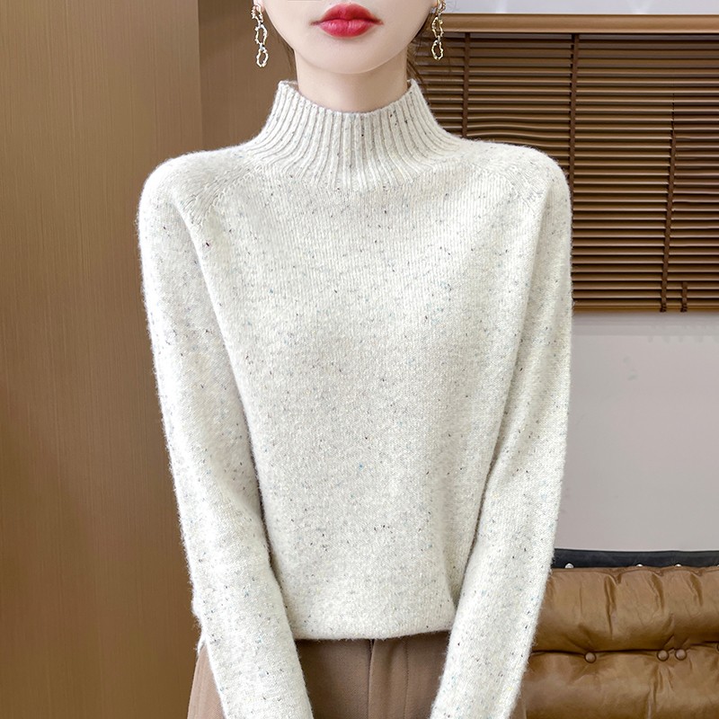 七针加厚一线半高领纯羊毛衫女宽松显瘦百搭打底针织衫长袖上衣