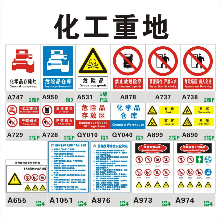 化工重地严禁烟火标识牌油库 重大危险源安全警示牌 易燃易爆危险品场所闲人免进化学品存储处区仓库标志放止
