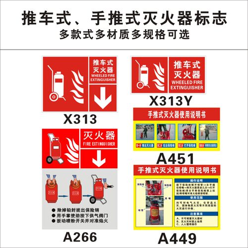 手推灭火器标识牌铝板