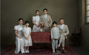 中式 新款 儿童摄影服装 婚纱影楼全家福一家六口亲子装 家庭装