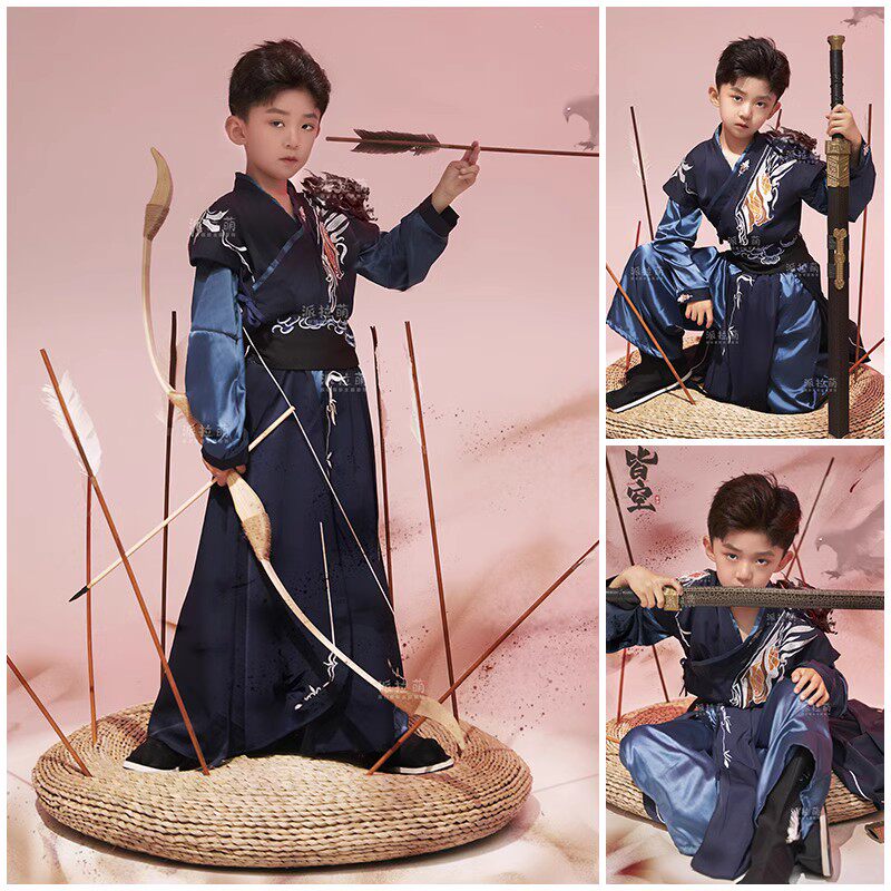 儿童摄影服装帅气男童演出服弓箭道具古风江湖侠客影楼写真艺术照