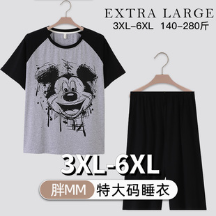 家居服 夏季 纯棉胖mm特大码 睡衣女款 200斤加肥加大宽松可外穿套装